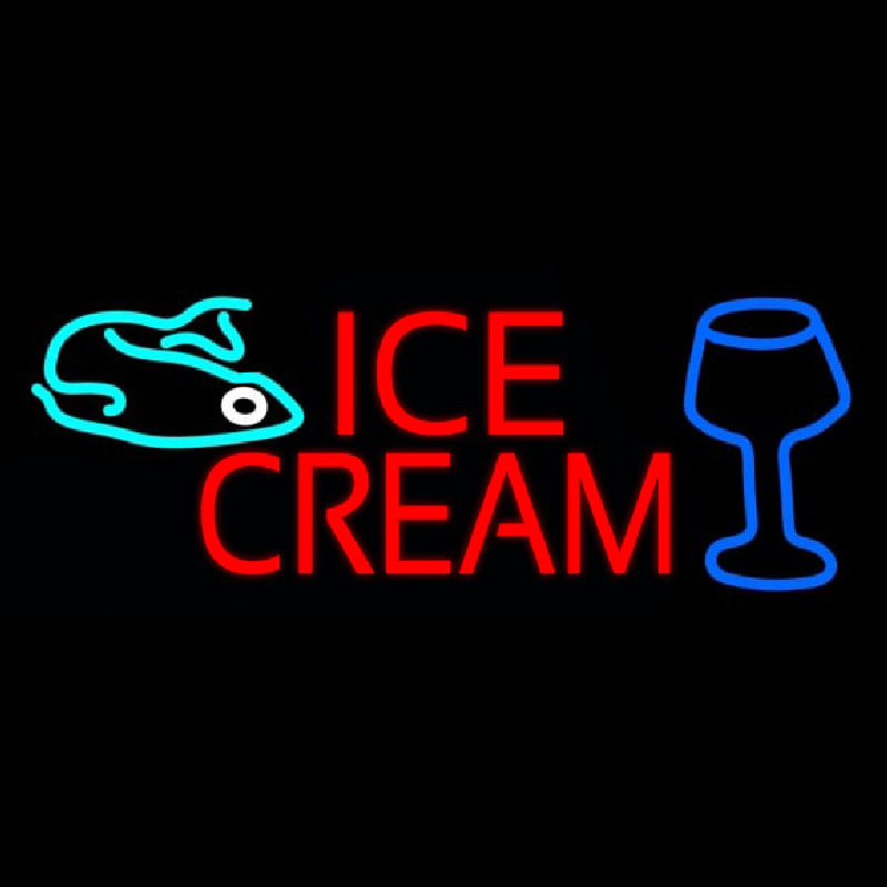 Ice Cream Glass N Fish Neonreclame