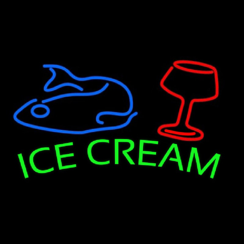 Ice Cream Glass N Fish Neonreclame