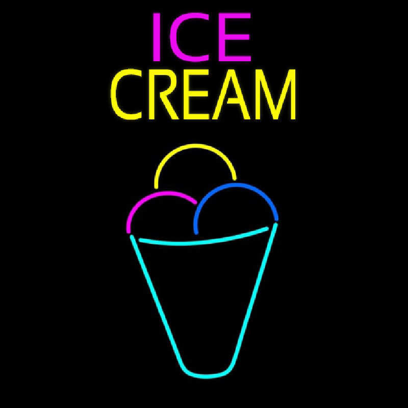 Ice Cream Multicolored Cone Neonreclame