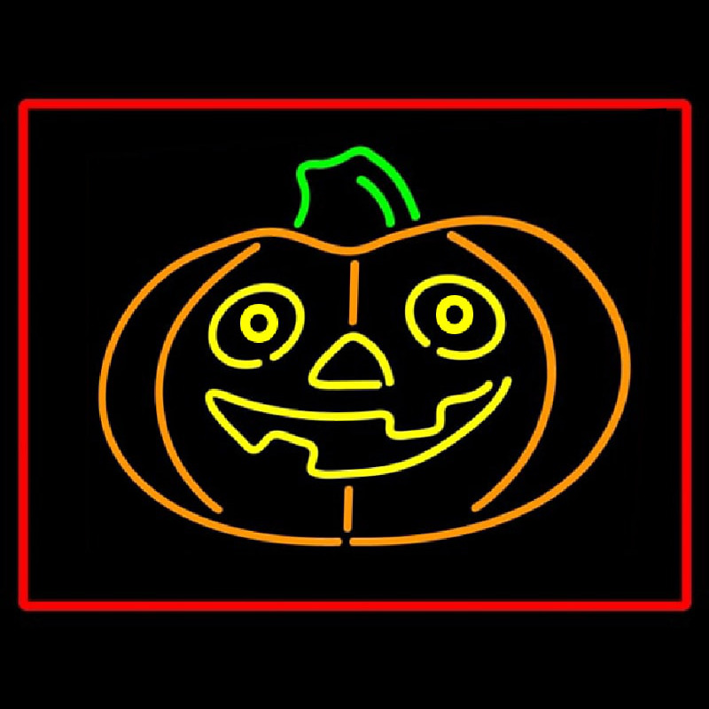 Jack O Lantern Pumkin With Red Border Neonreclame