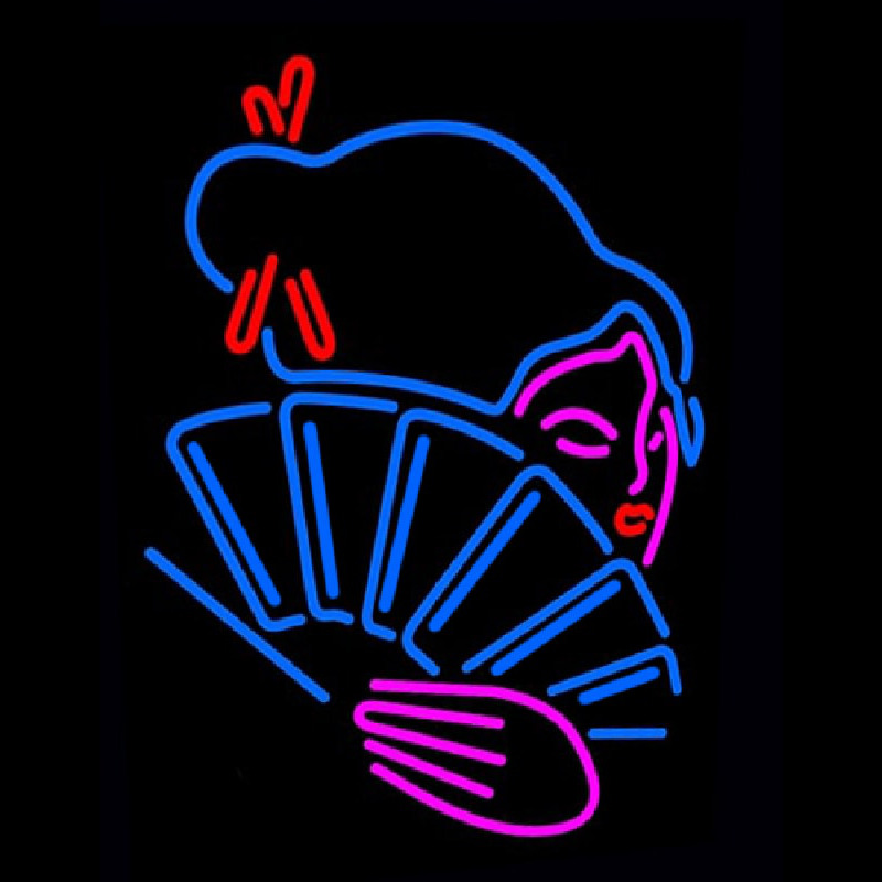 Japanese Girl With Fan Neonreclame