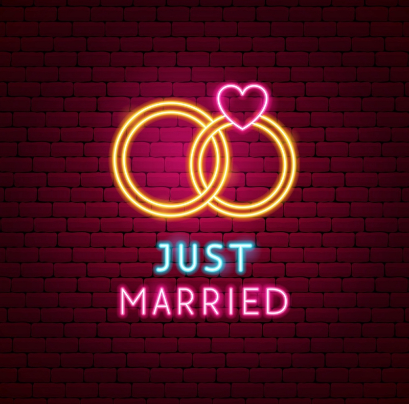 Just Married Rings Neonreclame