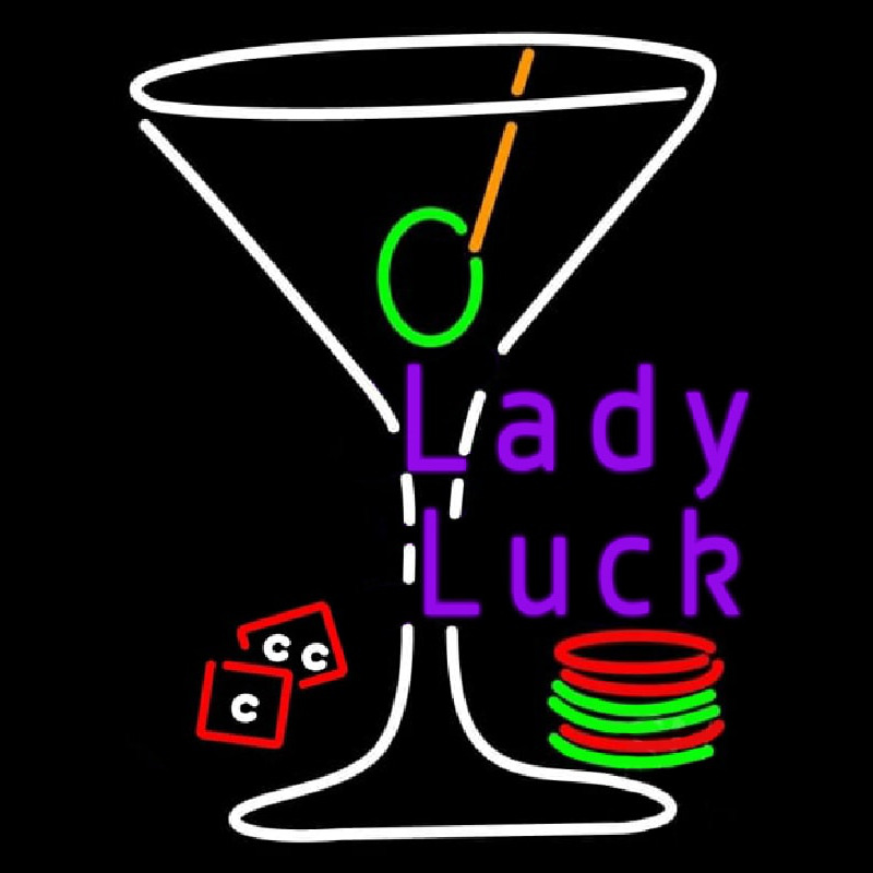 Lady Luck Martini Glass Neonreclame