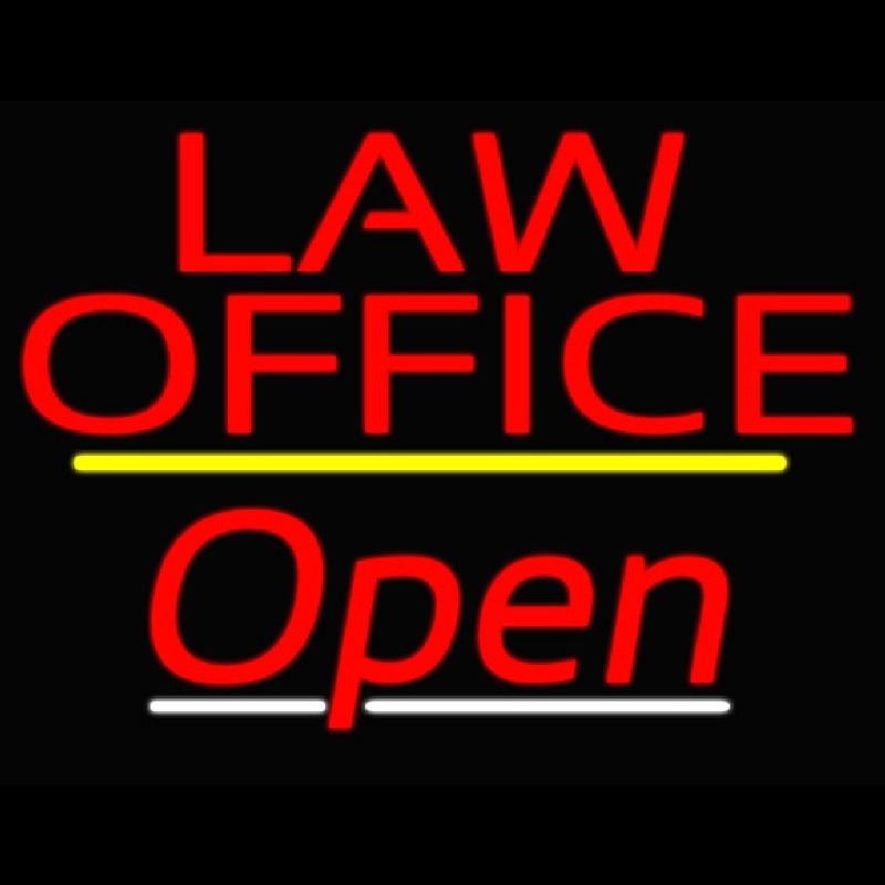 Law Office Open Yellow Line Neonreclame