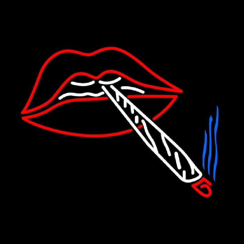 Lips Holding Cigrate Neonreclame