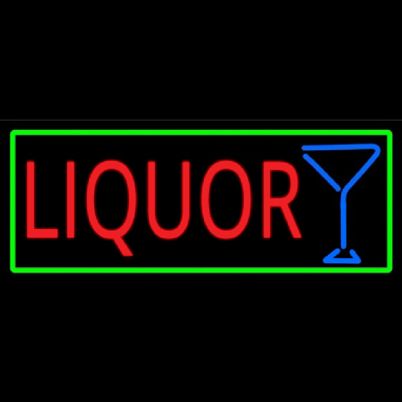 Liquor And Martini Glass With Green Border Neonreclame