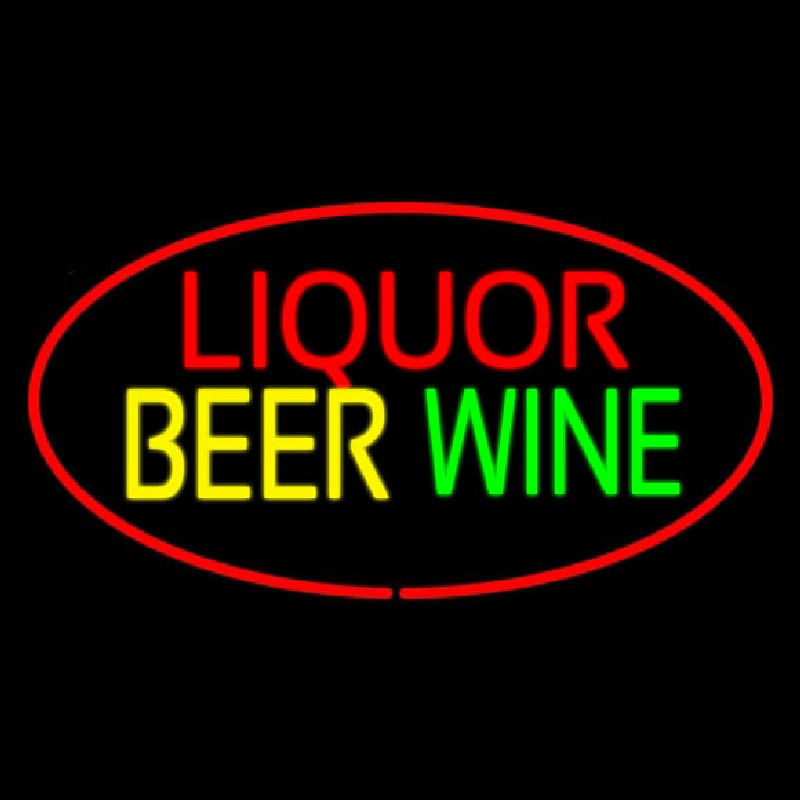 Liquor Beer Wine Oval Red Neonreclame