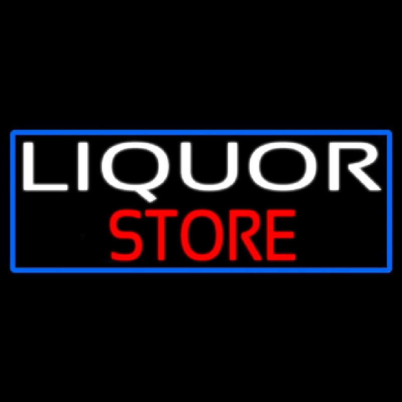 Liquor Store With Blue Border Neonreclame