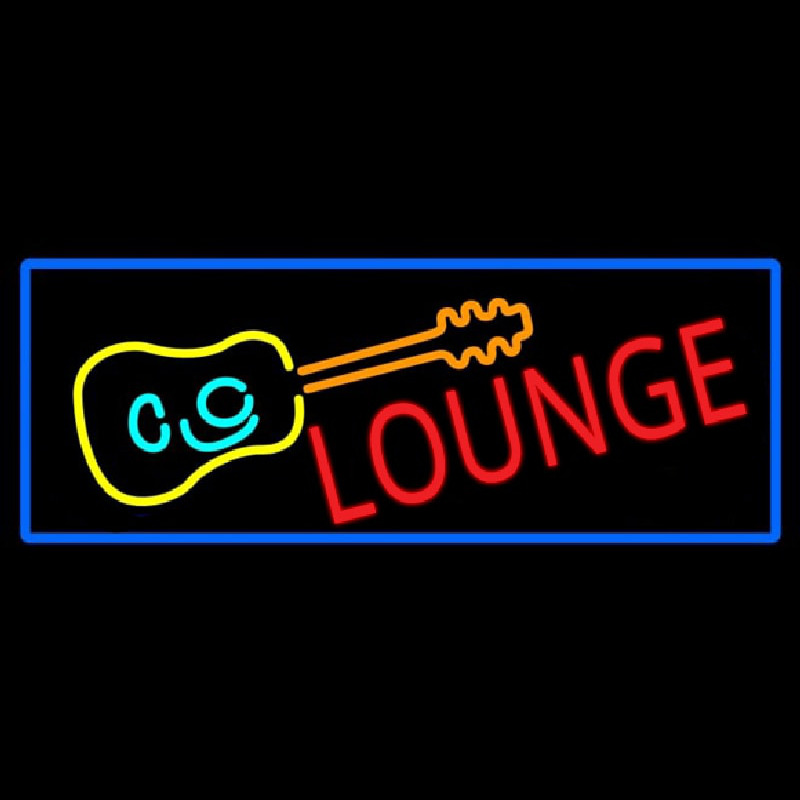 Lounge And Guitar With Blue Border Neonreclame