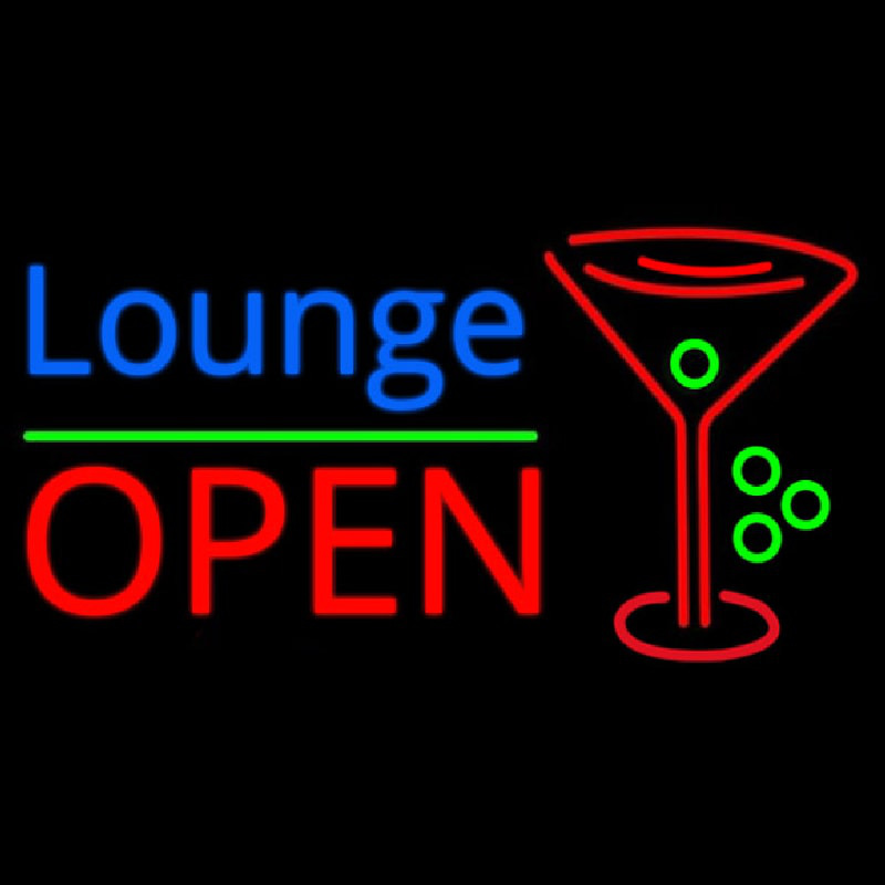 Lounge With Martini Glass Open 1 Neonreclame