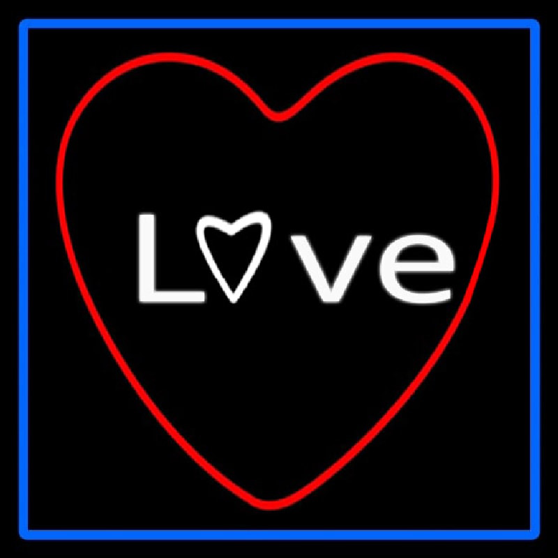 Love Red Heart With Blue Border Neonreclame