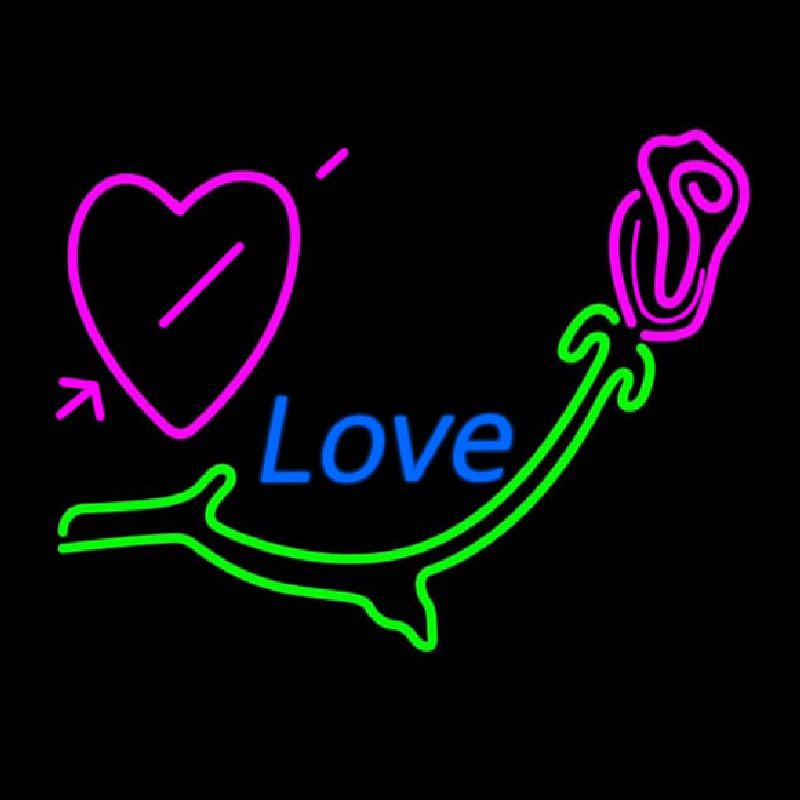 Love With Rose And Heart Neonreclame