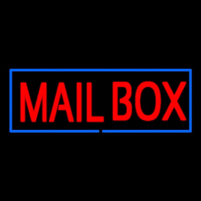 Mailbo  Block Blue Border Neonreclame
