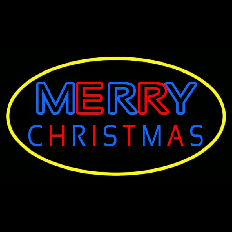 Merry Christmas Yellow Border Neonreclame