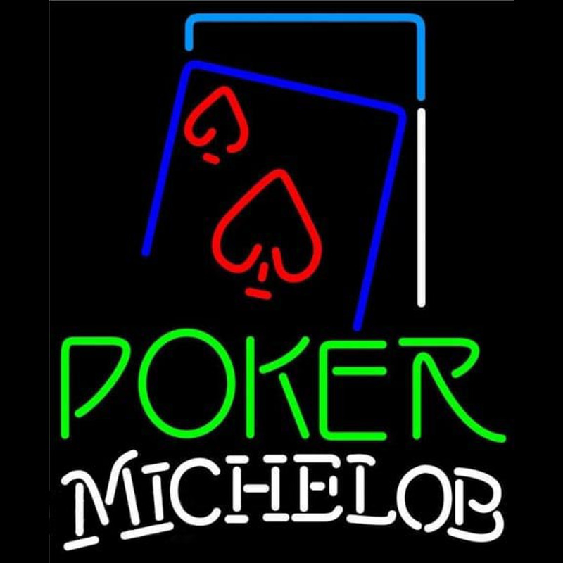 Michelob Green Poker Red Heart Beer Sign Neonreclame