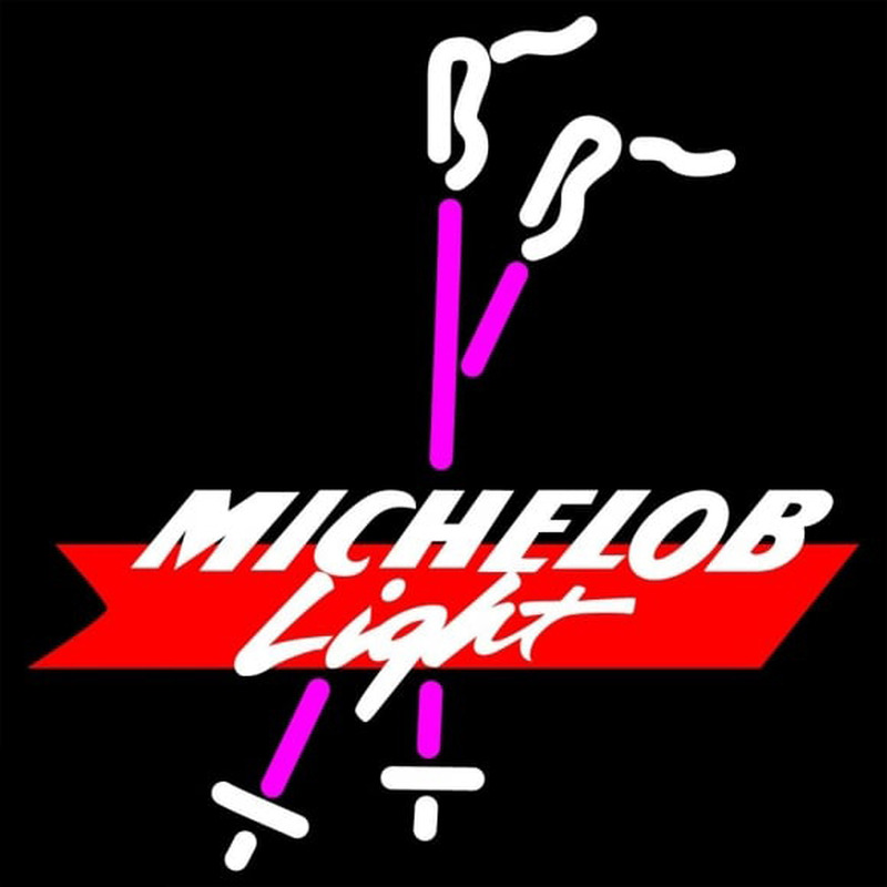 Michelob Light Ski Poles Beer Sign Neonreclame