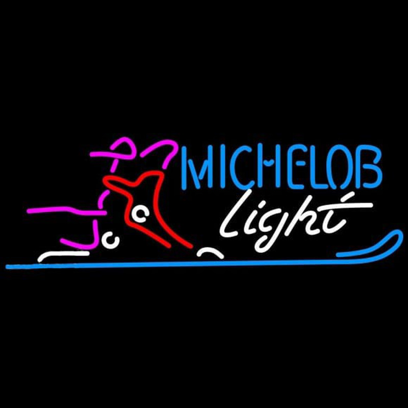 Michelob Light Snow Ski Boot Beer Sign Neonreclame