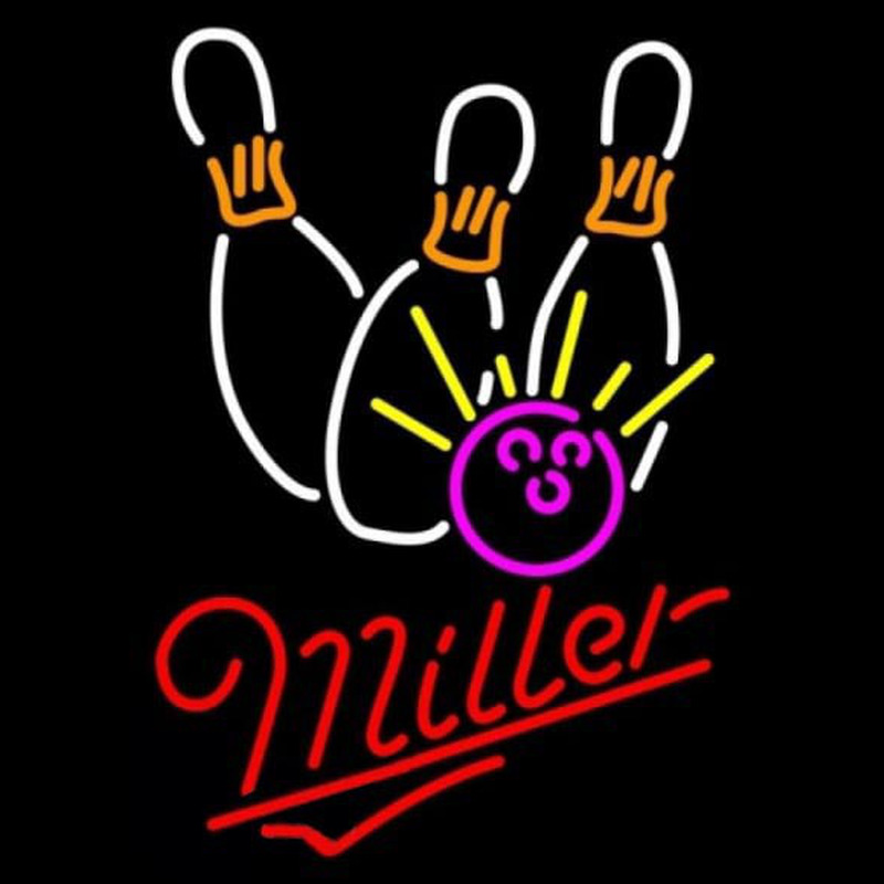 Miller Bowling White Pink Beer Sign Neonreclame