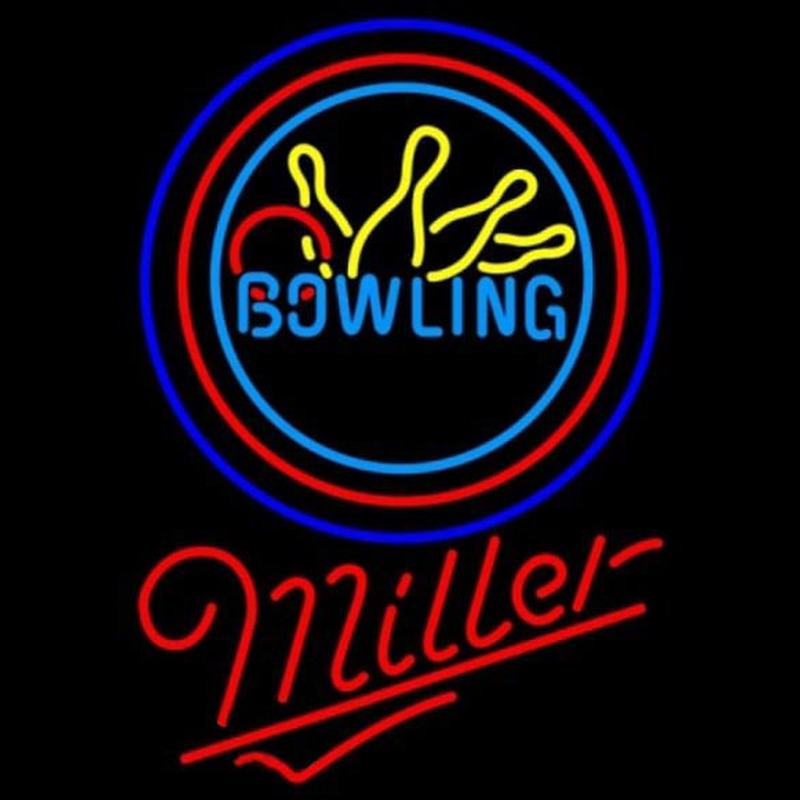 Miller Bowling Yellow Blue Beer Sign Neonreclame