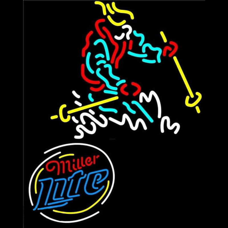 Miller Lite Logo with Skier Neonreclame