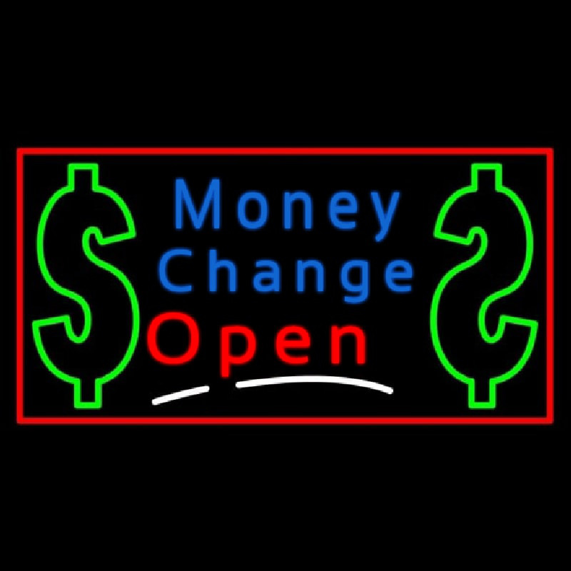 Money Change With Dollar Logo Open Neonreclame