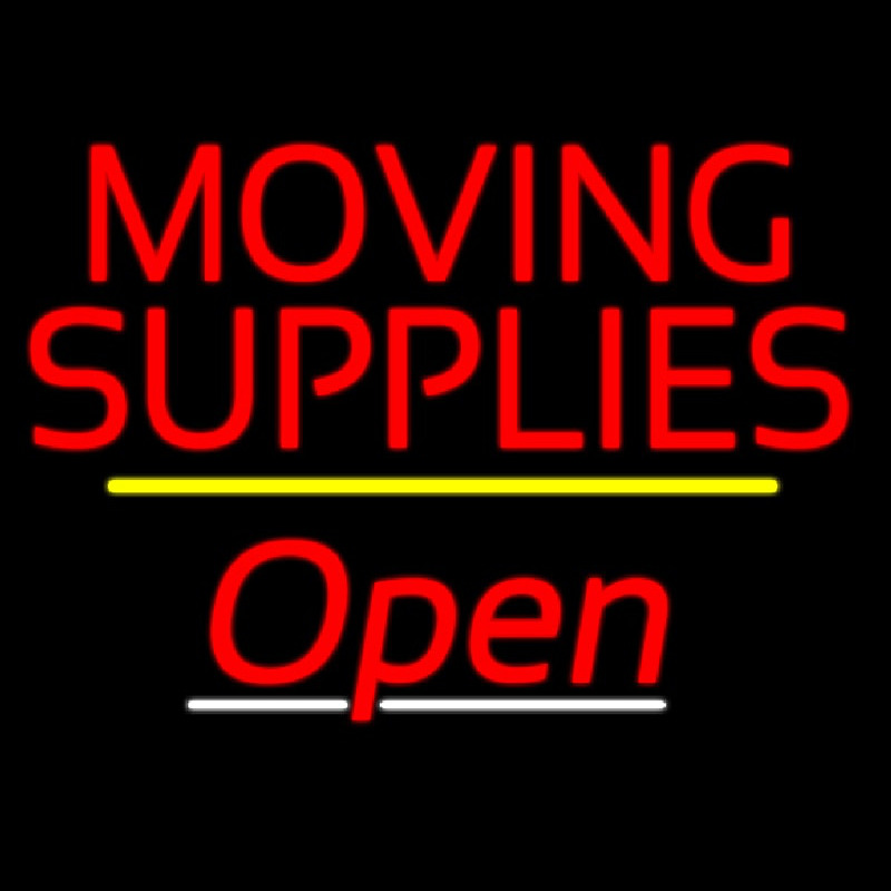 Moving Supplies Open Yellow Line Neonreclame