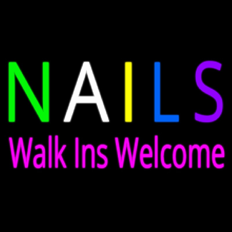 Multi Colored Nails Walk Ins Welcome Neonreclame