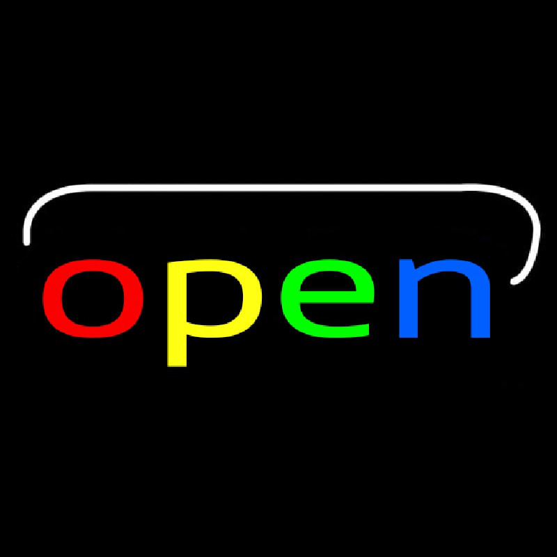 Multicolor Open With White Border Neonreclame