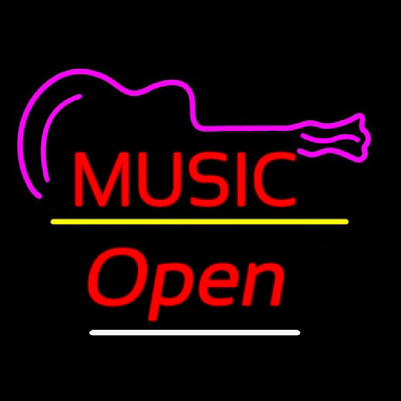 Music Logo Open Yellow Line Neonreclame