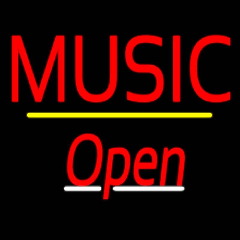 Music Open Yellow Line Neonreclame