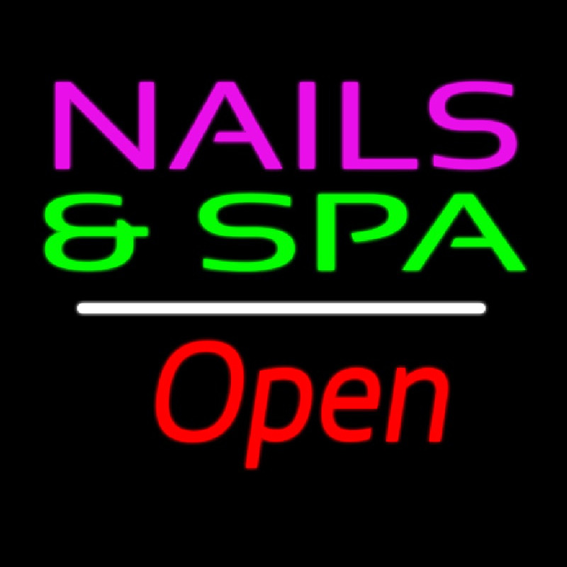 Nails And Spa Open White Line Neonreclame