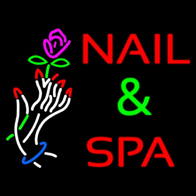Nails And Spa With Nails And Flower Neonreclame