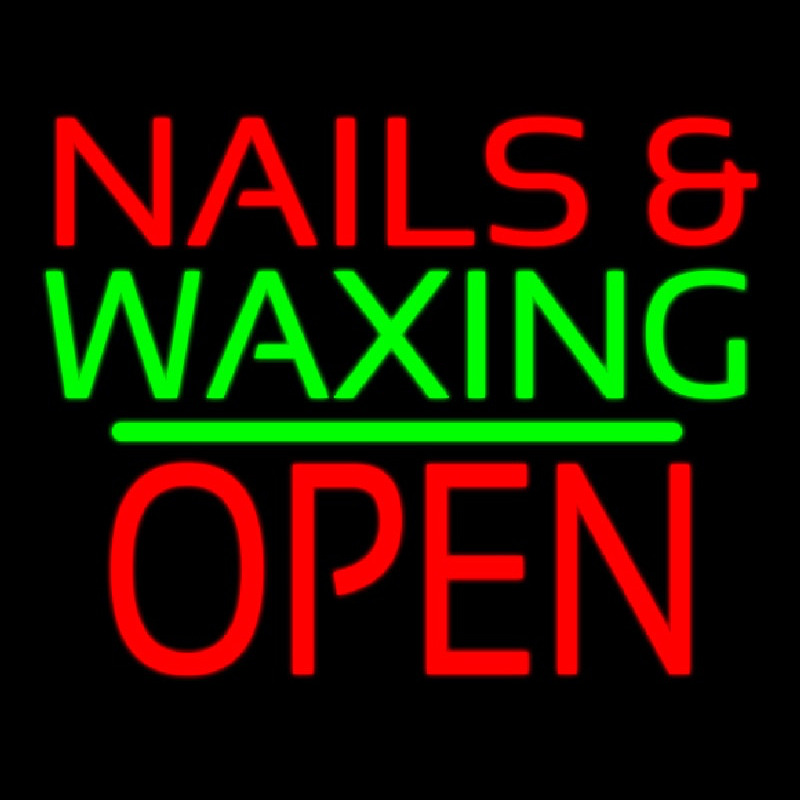 Nails And Wa ing Block Open Green Line Neonreclame