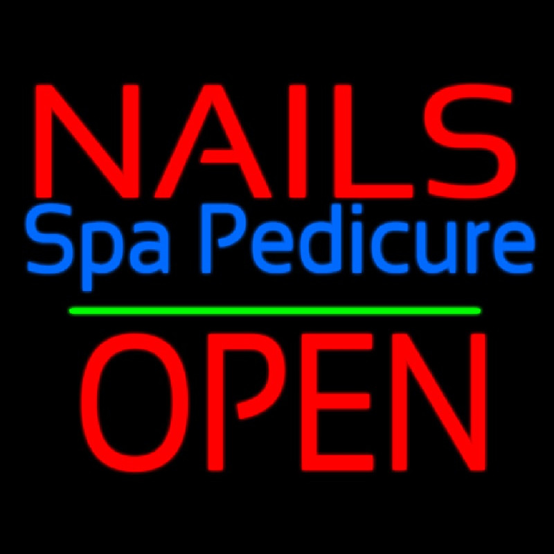 Nails Spa Pedicure Block Open Green Line Neonreclame