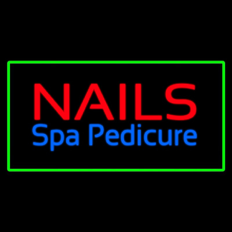 Nails Spa Pedicure Green Border Neonreclame