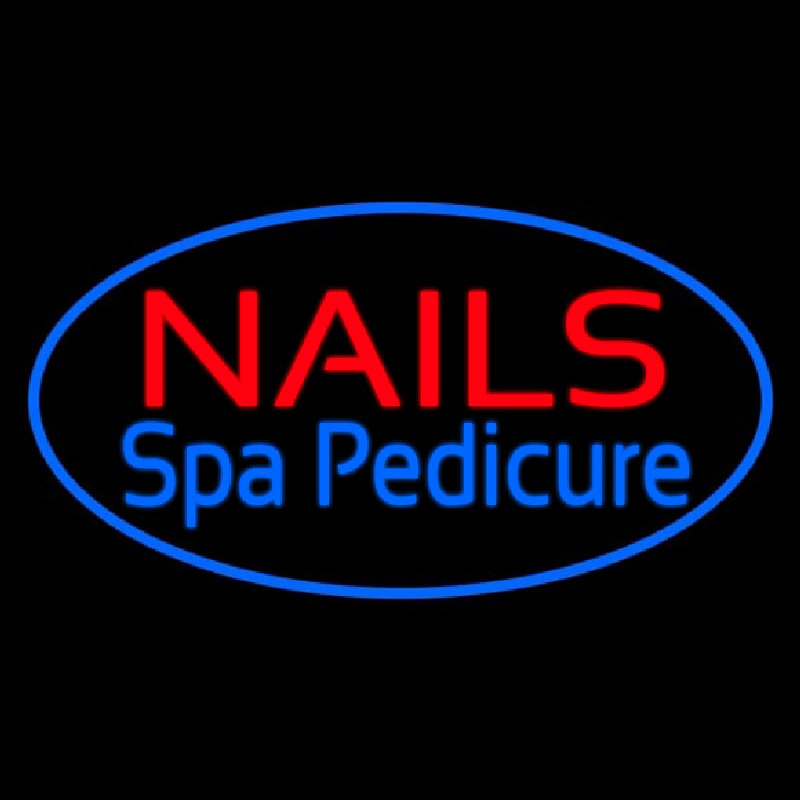 Nails Spa Pedicure Oval Blue Neonreclame