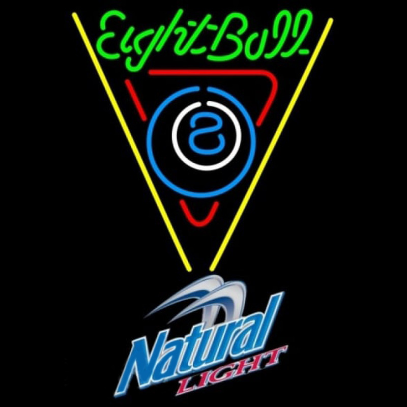 Natural Light Eightball Billiards Pool Beer Sign Neonreclame