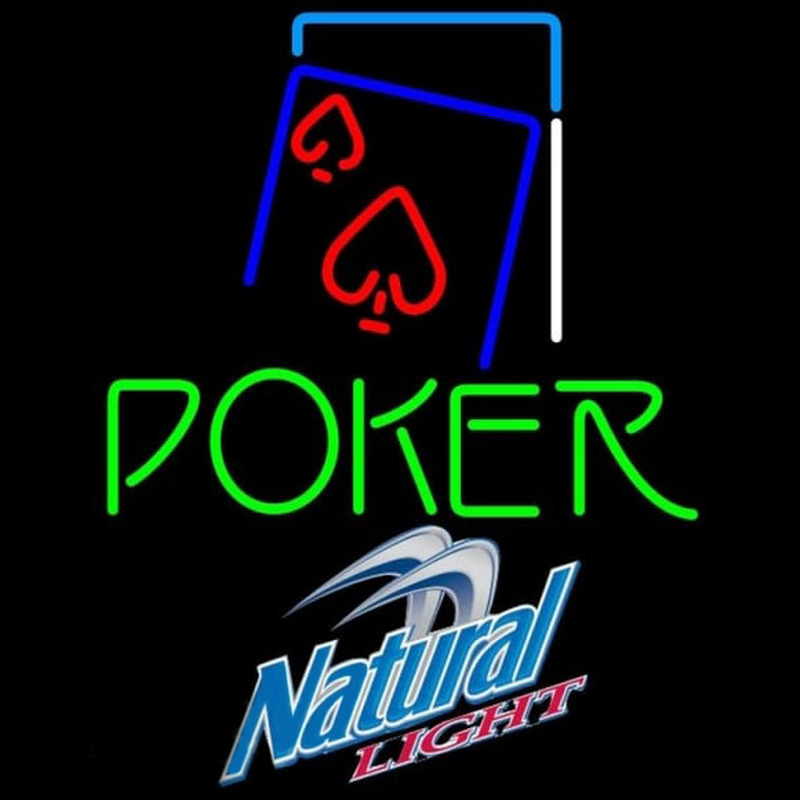 Natural Light Green Poker Red Heart Beer Sign Neonreclame