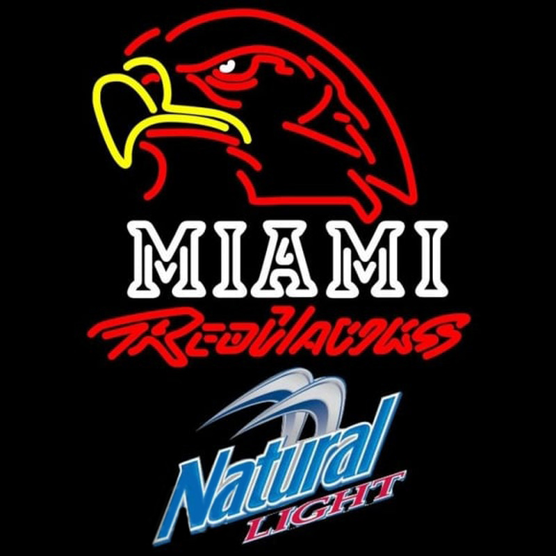 Natural Light Miami University Redhawks Beer Sign Neonreclame