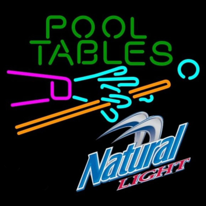 Natural Light Pool Tables Billiards Beer Sign Neonreclame