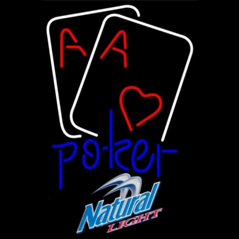 Natural Light Purple Lettering Red Heart White Cards Poker Beer Sign Neonreclame