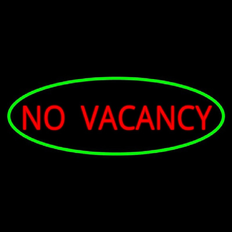 No Vacancy Oval Green Border Neonreclame