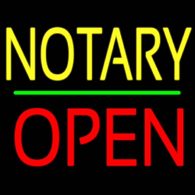 Notary Block Open Green Line Neonreclame