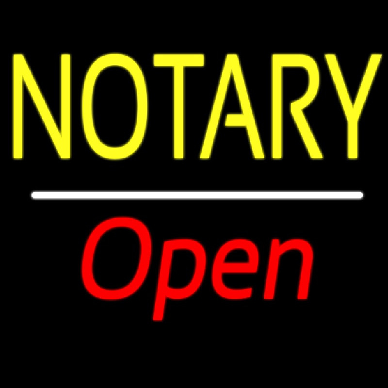 Notary Open White Line Neonreclame