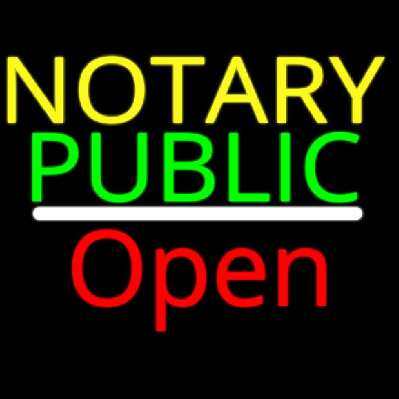 Notary Public Open White Line Neonreclame
