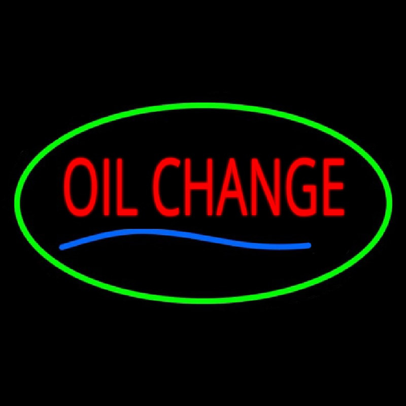 Oil Change Green Oval Neonreclame