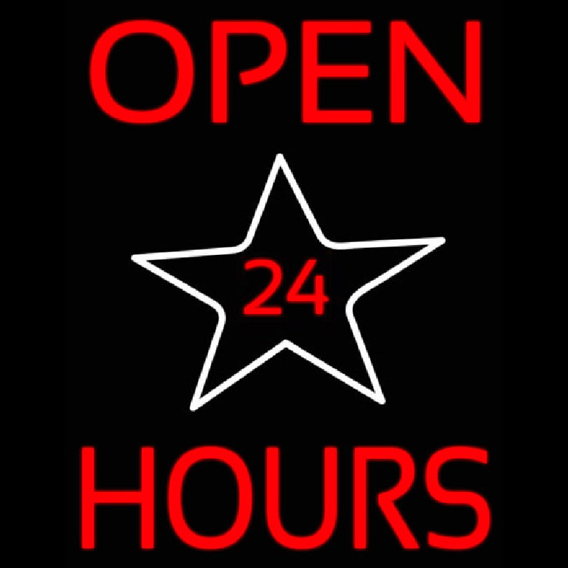 Open 24 Hours Star Neonreclame