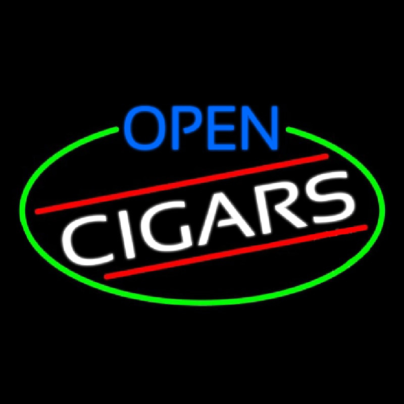 Open Cigars Oval With Green Border Neonreclame