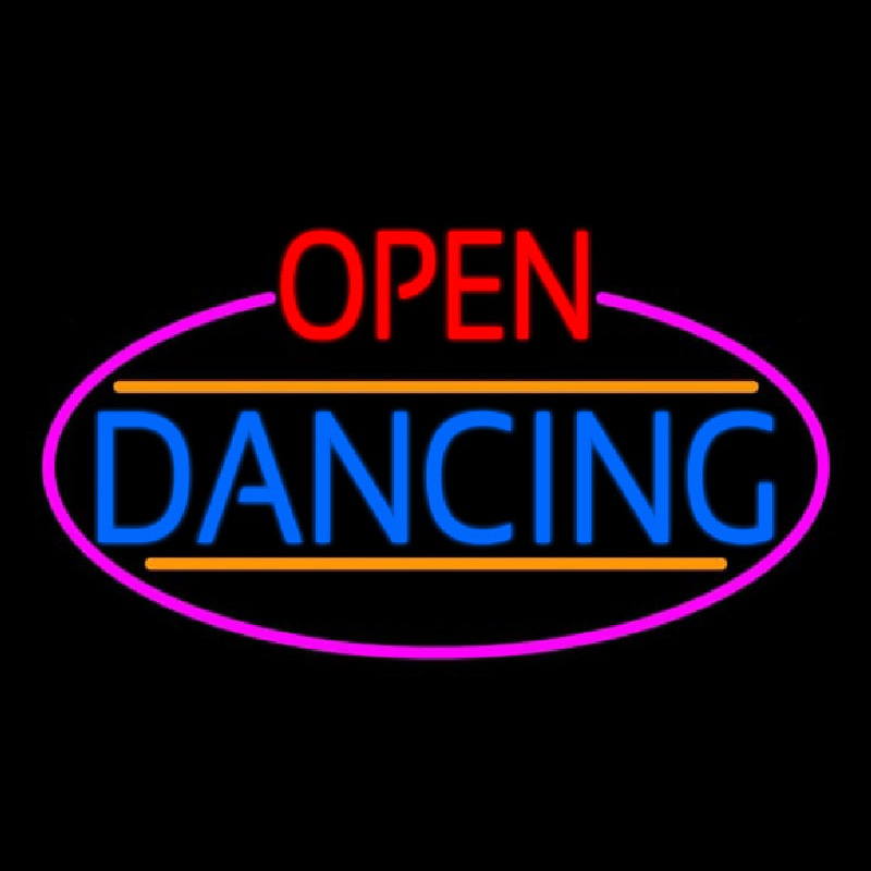 Open Dancing Oval With Pink Border Neonreclame