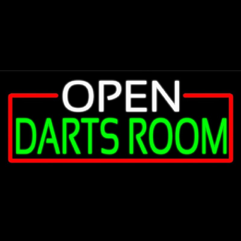 Open Darts Room With Red Border Neonreclame